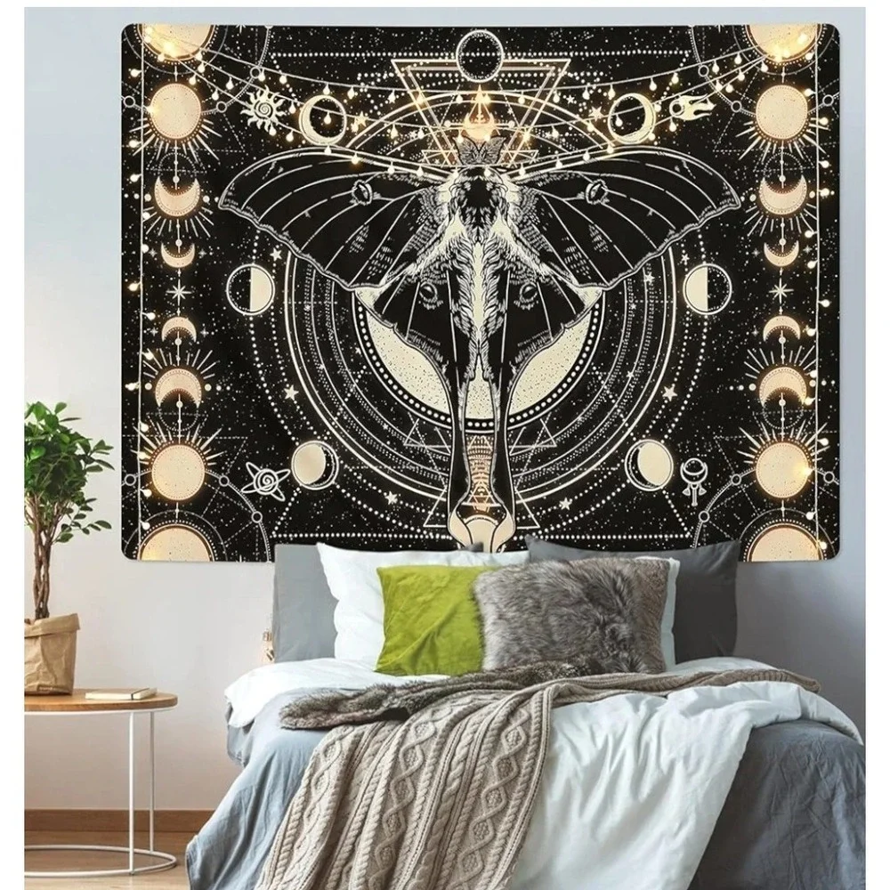 Moon Phase‎ Tapestry Vintage Butterfly Moth Tapestry Psychedelic 59.1